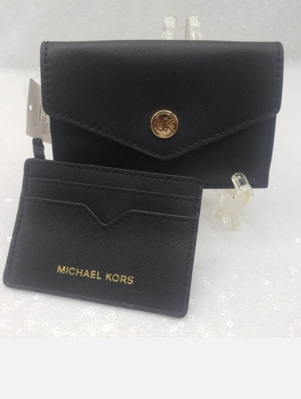 Michael Kors Small 3 in 1 Removable Card Case Black Saffiano Leather